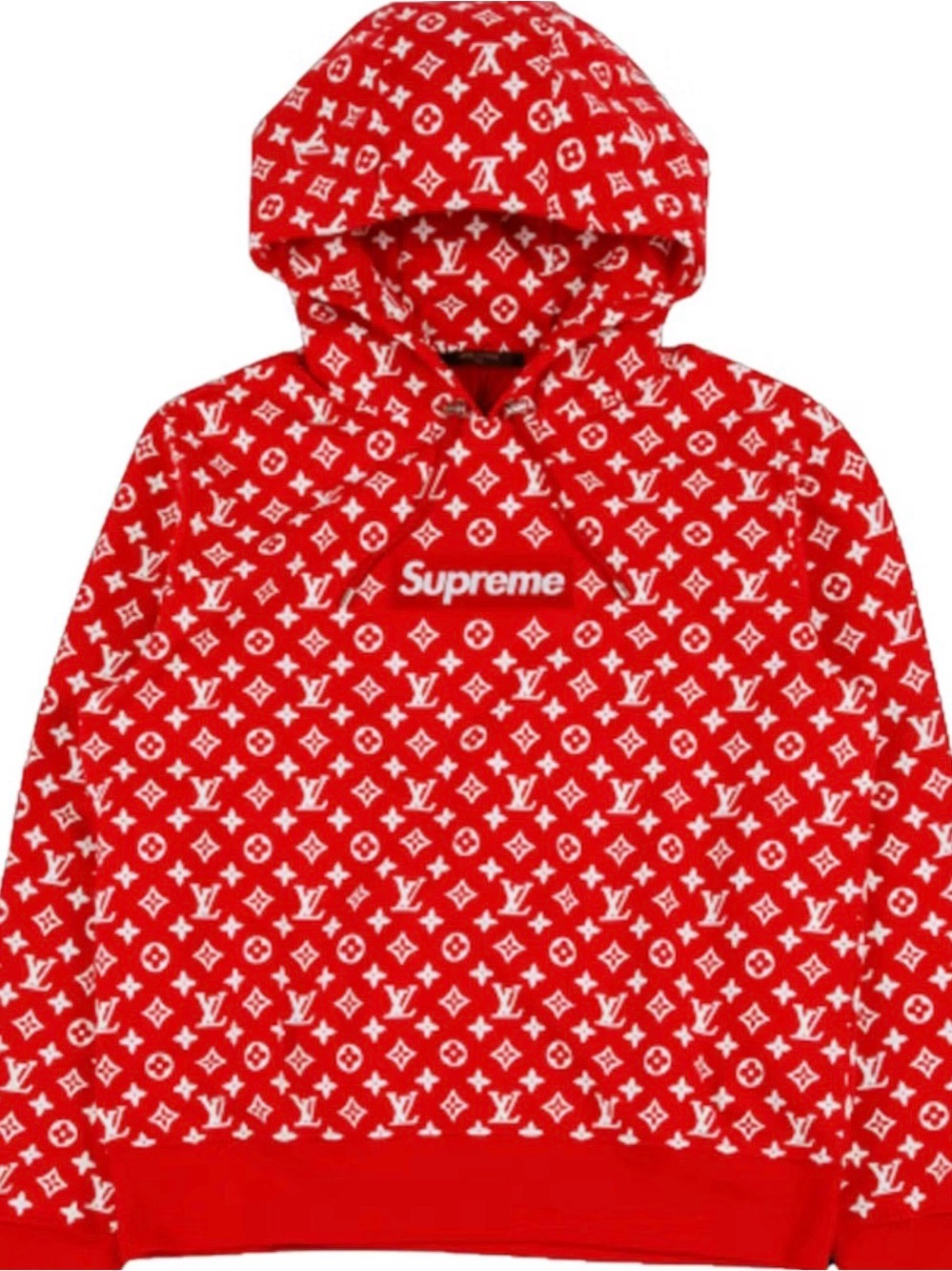 Supreme x Louis Vittion Red and White Hoodie